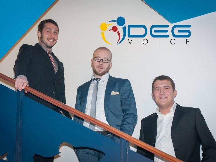 Da sinistra: Daniele Ziliani, Emanuele Dalmeri e Gianluigi Turla titolari della start-up DEG VOICE S.r.l. (© Vittoria Metelli)