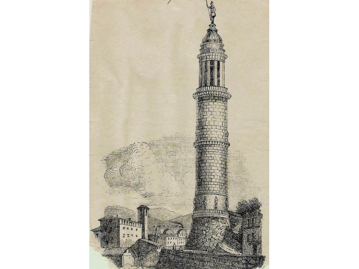 Un'antica stampa della Torre del Popolo