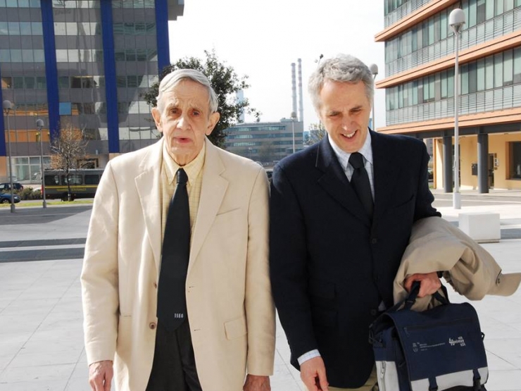 Venchiarutti con il Premio Nobel Nash durante la visita a Brescia