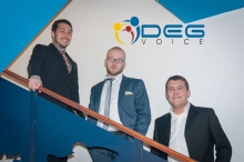 Da sinistra: Daniele Ziliani, Emanuele Dalmeri e Gianluigi Turla titolari della start-up DEG VOICE S.r.l. (© Vittoria Metelli)